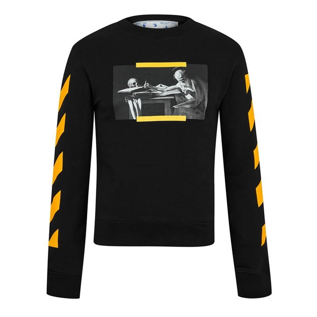 Off White Caravaggio Saint Jerome Writing Print Sweatshirt - Black